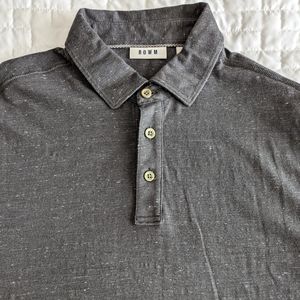 Rowm Dillards Men Slub Polo Shirt Dark Gray Medium